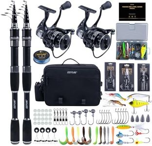 Goture Double Telescopic Fishing Rod and Reel Combo, Telescopic Fishing Pole & 9+1 Spinning Reels with 600D PVC Hard Carrier Bag, Travel Fishing Rod Combo Start Kit for Saltwater Freshwater 2.1M