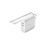 Belkin BoostCharge USB C 68W GaN Wall Charger with Dual Ports - iPhone Charger Fast Charging, Type C Charger, USB C Charger w/PD for Samsung Galaxy, iPad Pro, MacBook Pro, Includes 2M USB C Cable