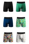 Shinesty Ball Hammock Mens Pouch Underwear | Boxer Briefs with Fly | 6 Pack, Doodles/Mixtape/Banana/Black/Grey/Navy, S