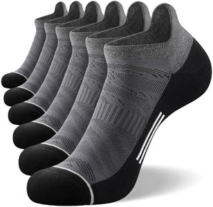 FITRELL 6 Pack Ankle Running Socks for Men and Women Low Cut Cushioned No Show Athletic Sports Compression, Shoe Size 12-15, New Grey Black