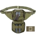 LIVANS Concealed Carry Fanny Pack Holster, Tactical Conceal Carry Pistol Bag Mens Gun Carry Concealment Holster Fits 1911 and G 17,19,20,21 Fits up 55" in Waist Free Canada Flag Patch