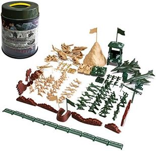 Hautton Juegos Militares de Figuras (107 Piezas), Ejército Militar Serie de Modelos Juguetes de Soldados, Tanque, Avión, Bandera, Cerca, Otros Accesorios de Campo Batalla Regalo Ideal para Niños