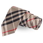 PELUCHE Well Formed Beige Colored Microfiber Necktie For Men