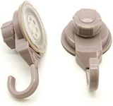 EVIDECO French Home Goods Strong Hold Vacuum Suction Cup Hooks Shower-Kitchen Walls Organizer Loofah Set of 2 Tan