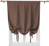 ele ELEOPTION Tie-Up Simple Blackout Curtain, Rod Pocket Thermal Insulated Room Darkening Roman Shade for Bedroom Living Room Kitchen Small Window (Coffee, 100x120cm)