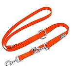 DDOXX Nylon Dog Lead - 2m, 3-way Adjustable Dog Training Lead Dogs - M (Orange), puppy collar and lead sets