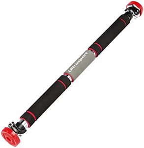 Ultrasport Force 300 Pro Pull-Up Bar, Round mounting System, Optimal and Secure Grip, Non-Slip, Maximum User Weight 150 kg, Adjustable from 65 to 103 cm, Black/Red