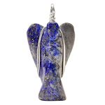 Shubhanjali Natural Lapis Lazuli Crystal Angel Pendant For Girls Lapis Stone Angel Pendant Lapis Lazuli Angel Shape Wire Wrapp Pendant Locket With Chain For Jewellery Gift