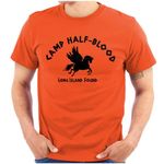 Brisco Brands Camp Half Blood Greek Mythology Graphic T Shirt Men or Women, Orange, Small