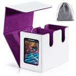 Infinity Guard Deck Box with Commander Display Window，Trading Card Storage Box holds 160+ Double-Sleeved Cards, Baseball Card Case Suitable for MTG,CCG,EDH (White&Purple)