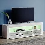 Panana 120cm TV Stand 2Doors Storages TV Cabinet With LED Lights (white)