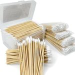 PINGMIC 500PCS Precision Gun Cleaning Swabs, 6 Inch Pointed Cotton Swabs with Storage Case - Lint Free Sturdy Bamboo Handle Long Swab for Cleaning, Makeup, Electronic