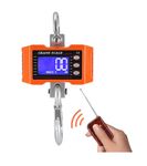 Hanging Scale 1000Kg 2200Lb, Digital Industrial Crane Scale, Heavy Duty Handheld Mini Crane Scale with Hooks and Accurate Sensor, Rechargeable LCD Hanging Scale with Remote Control for Farm Fishing