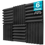 JBER 6 Pack Charcoal Acoustic Sound Foam Panels, 5 X 30 X 30 cm/2" X 12" X 12" Studio Foam Wall, Fireproof Soundproof Wall Padding for Sound Insulation Treatment