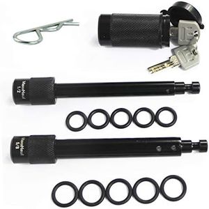 MaxxHaul 50151 Trailer Hitch Lock Pin Set 5/8 and 1/2 Inch with Locking System Anti-Rattle for 1-1/4" and 2" Class I,II,III,IV,V Hitches - Black Finish