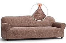PAULATO BY GA.I.CO. Sofa Slipcover - Stretch Couch Cover - Stylish Cushion Sofa Cover - Soft Polyester Fabric Slip Cover - 1-Piece Form Fit Washable Protector for Pet - Mille Righe Collection - Camel