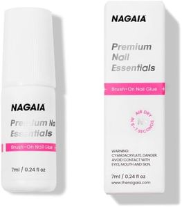 NAGAIA Premium Air Dry Nail Glue, Super Strong, Quick-Dry Brush-On Adhesive for Nail Tips, Acrylics, Press-On Nails, Long-Lasting, Professional Grade Nail Glue