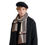 ULSTAR Scarf for Men, Soft Warm Merino Wool Men Scarf for Autumn Winter Spring (Coffee, Striped)