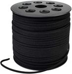 ZKC 3mm x100 Yards Black Suede Cord Suede Lace Faux Leather Cord with Roll Spool for Bracelet Necklace Beading DIY Handmade Crafts