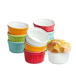 Chefarone Soufflé moulds set dishwasher safe – Creme Brulee bowls porcelain for baking – mini dishes 200 ml – set of 10 multicoloured (9 x 7.5 x 5 cm)