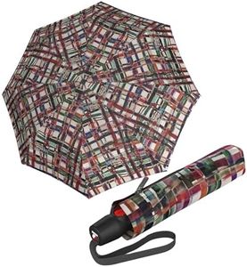 Knirps T.200 Duomatic Compact Rain Umbrella in Ribbon – Wind Tunnel Tested to 93 mph, Aluminum Steel Fiberglass Frame, 38in Canopy, OEKO-TEX, High-Performance Automatic Travel Umbrellas