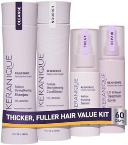 Keranique Thicker, Fuller Hair Kit - 60 Days Shampoo, Conditioner, Follicle Boosting Serum, Lift & Repair Treatment Spray Keratin Amino Complex Infused