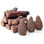 Grandhom Gas Fireplace Logs,10pcs Small Firepit Logs, Decorative Ceramic Firewood Log Set for Indoor Outdoor Gas Insets,Vented,Ventless,Electric,Bioethanol,Gel Fireplaces, Long 6-22cm