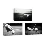 CCWACPP 3 Panels Golf Canvas Wall Art Black and White Golf Course Pictures Prints Leisure Sports Painting Modern Office Decor Frame (Golf, 12x16inchx3P (30x40cmx3P))