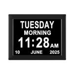 Jaihonda [8 Alarm Options] Extra Large Day Date Month Clock for Elderly-Digital Calendar Day Dementia Clocks for Seniors with Level 1-10 Auto Dimmable Memory Loss Clock