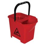 Jantex Colour Coded Mop Bucket Red 14Ltr(16Ltr Max) Floor Cleaning With Handle