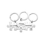 MYOSPARK We Will Always Be Connected Puzzle Keychain Set Of 3 Long Distance Relationship Gift For Best Friends Family (3PCS Connected Keychain Set)