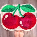 Evovee Cherry Rug Funny Bath Mat Red Cute Cherries Bathroom Decor Pink Fruit Shower Rugs Retro Funky Bedroom Aesthetic Fun Round Preppy Cool Apartment College Novelty Bathmat