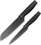 Dhvsam Kitchen Knife Set, 2-Piece Knife Set with Block, Self Sharpening for Chef Knife Set, High Carbon Stainless Steel Hammered Collection Knife Block Set with Steak Knives, (1 Medium+1 Small, 2 Pcs)