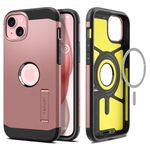 Spigen Magnetic Tough Armor MagFit Designed for iPhone 15 Case, [Military-Grade Protection] [Kickstand] Compatible with MagSafe (2023) - Rose Gold