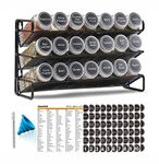 SpaceAid 3 Tier Spice Rack Organizer with 21 Spice Jars, 386 Spice Labels, Chalk Marker and Funnel Set for Cabinet, Countertop, Pantry, Cupboard or Door & Wall Mount