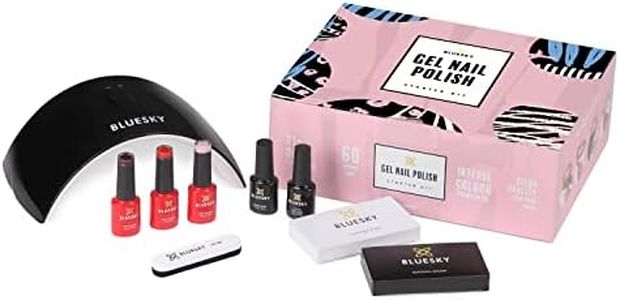 Bluesky Mini Gel Nail Polish Starter Kit, 24W UV LED Lamp, 3 Colours, Top and Base Coat 5ml and accessories