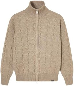 Aelfric Eden Men's Cardigan Sweater Cable Knit Double Zip Up Sweaters Camel