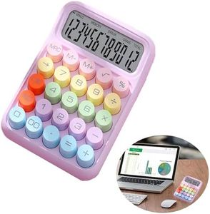 Colorful Calculator, Candy-Colored Electronic Desktop Calculators with 12Digit Large LCD Display and Big Round Buttons, Typewriter-Inspired Mechanical Key Calculator for Office,School, Home, Business