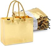 Sparkle and Bash 24 Pack Mini Metallic Gold Paper Gift Bags (6 x 5 x 2.5 In) with Rope Handles, Reusable for Christmas, Birthday, Goodie Favors