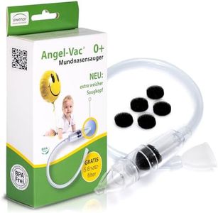Angel-Vac® Mund-Nasensauger Baby [mit extra weichem Saugkopf] - manueller Saug-Nasenreiniger ohne Staubsauger - für Babys ab 0 Jahre [inkl. 5 Ersatz-Filtern]
