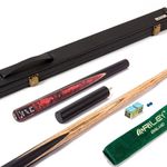 BCE Mark Selby Black Series ¾ Cut Snooker & Pool Cue with Deluxe Hard Case - Black/Scarlet Red/Maple - 145cm with Extension (GMP-4)