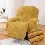 FANSU Recliner Chair Covers for Electric Chair 1 Seater with Pockets, Jacquard Plush Stretch Recliner Chair Slipcover for Armchairs, Sofa Covers Protector for Living Room (1 Seater,Ginger)