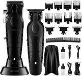 KEMEI Black Professional Hair Clippers and Trimmers Set, Electric Hair Clippers for Men, Cordless Barber Clippers, T Blade Trimmer, Rechargeable Haircut Fade Clippers, km-2296 km-2299