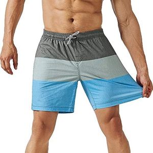 MaaMgic Bañador Hombre de Natación Estiramiento de 4 vías Secado Rápido Interior de Malla Traje de Baño Deportivos 4-Way Stretch,Gris & Azul,M