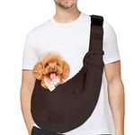 PETLOFT Reversible Dog Cat Sling Carrier, Small Dog Carrier, Adjustable Dog Sling, Hands Free Cross Body Carrier with Collar Hook for Dog/Cat/Bunny up to 11lb (Brown)