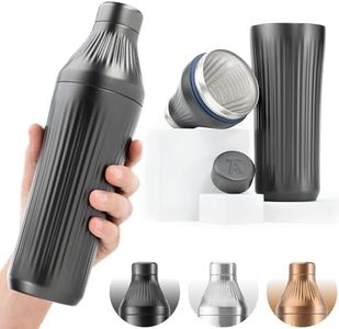 Elevated Craft Diamond Edition Hybrid Cocktail Shaker Set - Premium Vacuum Insulated Gunmetal Black, 28 oz, Includes Built-In Strainer, Precise Measuring Top & XL Polishing Cloth - Martini Shaker