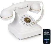 Sangyn Bluetooth Retro Phone with Voice Assistant, Bluetooth Landline Phone Compatible with Android & iOS, Wireless Bluetooth Physical Home Phone Telephone with Speakerphone & Volume Control, White