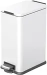 Home Zone Living 4.4 Gallon Slim Kitchen Trash Can, Stainless Steel, Step Pedal, 16.7 Liter, White