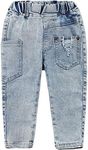 Kidscool Space Baby Toddler Kids Torn Holes Elastic Waistband Denim Jeans Pants, Light Blue, 3-4 Years