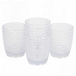 Cambridge CM07654EU7 Clear Fete 4 Piece Drinking Tumblers - Diamond Effect BPA Free Plastic Cups for Outdoor/Garden Dining & Picnics, Easy Clean & Sturdy for Children, Holiday Homes, Camping, Parties